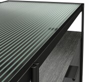 Lowboard >Ælva< Glas / Metall matt Schwarz - 140x50x39cm (BxHxT)