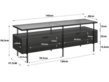 Lowboard >Ælva< Glas / Metall matt Schwarz -...