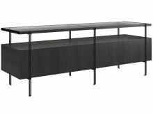 Lowboard >Ælva< Glas / Metall matt Schwarz - 140x50x39cm (BxHxT)