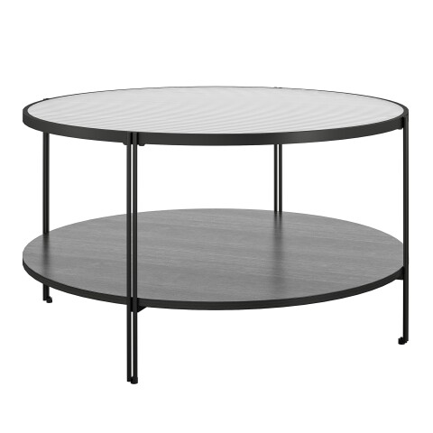 Couchtisch >Ælva< Glas / Mettal matt Schwarz - 79x44x79cm (BxHxT)