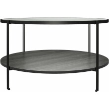 Couchtisch >Ælva< Glas / Mettal matt Schwarz - 79x44x79cm (BxHxT)