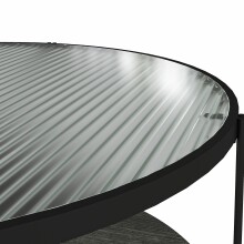 Couchtisch >Ælva< Glas / Mettal matt Schwarz - 79x44x79cm (BxHxT)
