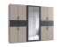 Drehtürenschrank >Taiga< 4 Schübe, 10 Türen, Spiegel, Saharagrau / Graphit - 270x208x58cm BxHxT