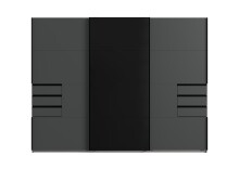 Schwebetürenschrank >Saigon< 6 Schubladen, in GRPAHIT + GLAS SCHWARZ - 270x208x64cm (BxHxT)