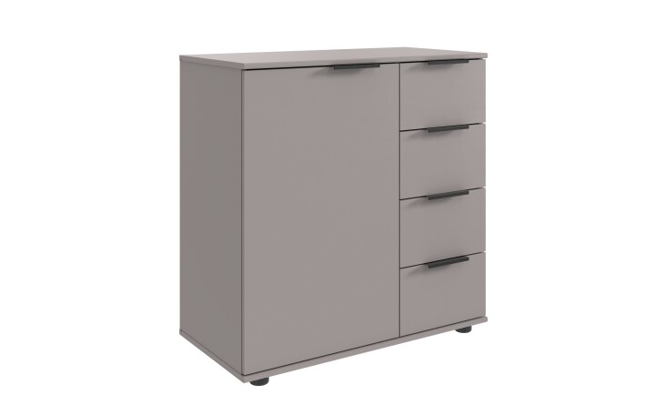 Kommode >Tilburg< 4 Schubladen, 1 Tür, in SAHARAGRAU - 81x83x41cm (BxHxT)