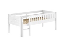 Kinderbett >Scott< mit Rollrost, 90x200cm, in Weiß, Massivholz - 208x83x105cm (BxHxT)