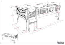 Kinderbett >Scott< mit Rollrost, 90x200cm, in Weiß, Massivholz - 208x83x105cm (BxHxT)