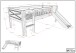 Kinderbett >Scott< Rollrost, Rutsche, 90x200cm, Weiß, Massivholz - 208x83x175cm (BxHxT)