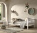 Einzelbett >Buche Massiv< Rollrost, 90x200cm, Buche massiv weiß lackiert - 207,5x68x97,5 (BxHxT)