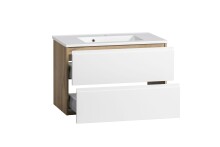 Waschtisch >Paris< in weiß, Wotaneiche, MDF - 80x56x47cm (BxHxT)