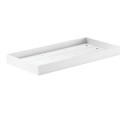 Bettschubkasten >Buche Massiv< Rollen, Buche teilmassiv weiß lackiert - 195,2x17,5x94cm (B/H/T)