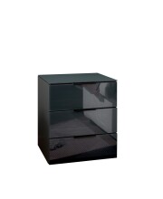 Nachtkommode >Pari< 3 Schubladen, Graphit / Glas Graphit - 46x56x40cm (BxHxT)