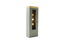 Vitrine >MONIZ< 1 Tür, LED, in Salbei grün / Eichenfarben Dekor - 70x197x38 (BxHxT)