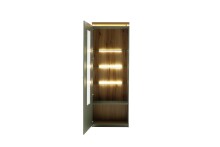 Vitrine >MONIZ< 1 Tür, LED, in Salbei grün / Eichenfarben Dekor - 70x197x38 (BxHxT)
