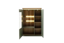 Highboard >MONIZ< 2 Türen, LED, in Salbei grün/ Eichenfarben Dekor - 98x144x38 (BxHxT)