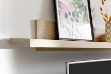 Wohnwand >MONIZ< (3-teilig) mit LED, Salbei grün/Eiche Evoke Dekor - 280x198x44 (BxHxT)