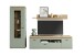 Wohnwand >MONIZ< (3-teilig) mit LED, Salbei grün/Eiche Evoke Dekor - 280x198x44 (BxHxT)