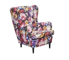 Ohrensessel >LAUREL< (Sessel mit Hocker) in Flower - 78x102x98 (BxHxT)
