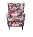 Ohrensessel >LAUREL< (Sessel mit Hocker) in Flower - 78x102x98 (BxHxT)