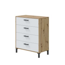 Kommode >ENZO< in Nodi Eiche/Artik Weiß - 78x94x40 (BxHxT)