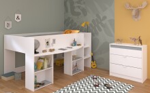 Jugendzimmer-Set >Pirouette 16< (2-teilig) in Weiss, mit drehbaren Elementen in Rosa oder Grau