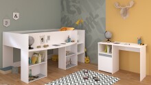 Jugendzimmer-Set >Pirouette 17< (2-teilig) in Weiss, mit drehbaren Elementen in Rosa oder Grau