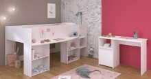 Jugendzimmer-Set >Pirouette 17< (2-teilig) in Weiss, mit drehbaren Elementen in Rosa oder Grau