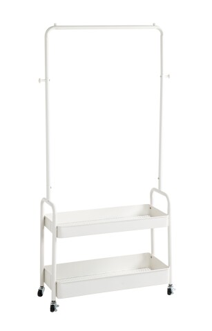 Kleiderständer >54399< auf Rollen, in weiß, Metall-Stahlrohr - 85x155x31cm (BxHxT)