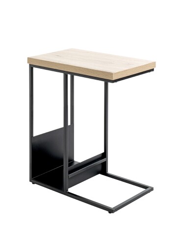 Beistelltisch >54459< in eiche, schwarz, MDF, Metall - 30x60x50cm (BxHxT)