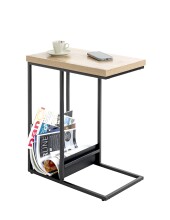 Beistelltisch >54459< in eiche, schwarz, MDF, Metall - 30x60x50cm (BxHxT)