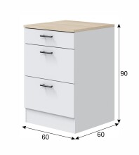 Küchenblock >KIRA< in Weiß glänzend / Eiche Dekor - 300x211x60 (BxHxT)