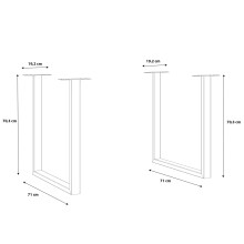 Tischgestell >TABLES< (2er-Set) U-Form, in Metall - Rohstahl - 71x70,3x19,2cm (BxHxT)
