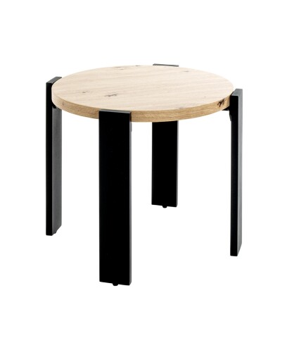 Beistelltisch >54463< in eiche, schwarz, MDF, Metall - 46x50cm (HxD)