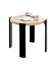 Beistelltisch >54463< in eiche, schwarz, MDF, Metall - 46x50cm (HxD)