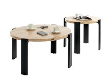 Beistelltisch >54463< in eiche, schwarz, MDF, Metall - 46x50cm (HxD)