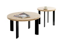 Couchtisch >54464< in eiche, schwarz, MDF, Metall - 42x75cm (HxD)
