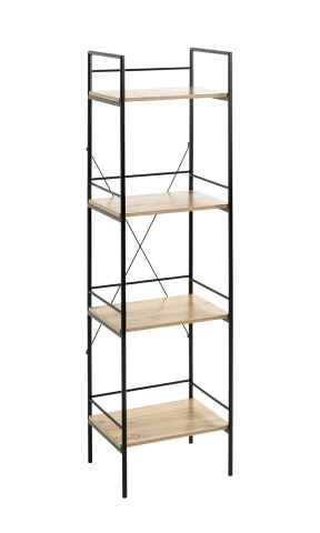 Ablageregal >55909< in eiche, schwarz, MDF, Metall - 34x130x27cm (BxHxT)