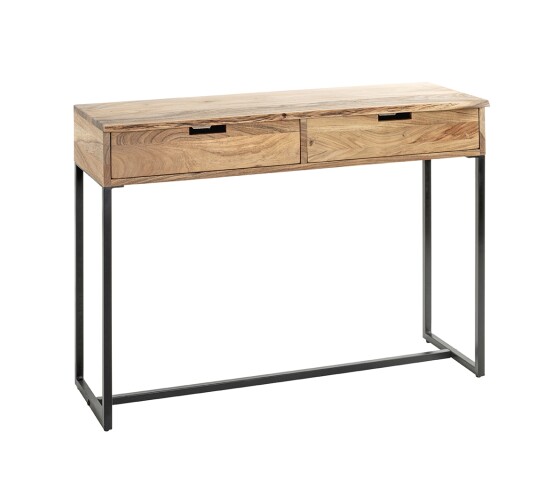 Konsole >54966< in akazie, schwarz, Massivholz, Metall - 100x75x35cm (BxHxT)