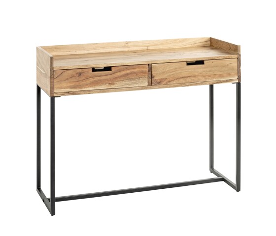 Konsole >54967< in akazie, schwarz, Massivholz, Metall - 100x80x35cm (BxHxT)