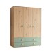 Kleiderschrank >Birta< 2 Schübe, 3 Türen, Artisan Eiche Dekor /Salbei - 153,8x200x58,2 (BxHxT)