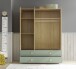 Kleiderschrank >Birta< 2 Schübe, 3 Türen, Artisan Eiche Dekor /Salbei - 153,8x200x58,2 (BxHxT)