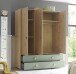 Kleiderschrank >Birta< 2 Schübe, 3 Türen, Artisan Eiche Dekor /Salbei - 153,8x200x58,2 (BxHxT)
