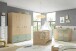 Babybett >Birta< 3 Schlupfsprossen, Artisan Eiche Dekor / Salbei - 78x90x143cm (BxHxT)