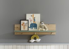 Wandboard >Birta< 3 Haken, Ablage, Artisan Eiche Dekor / Salbei - 120x30x25,5cm (BxHxT)