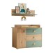 Wandboard >Birta< 3 Haken, Ablage, Artisan Eiche Dekor / Salbei - 120x30x25,5cm (BxHxT)