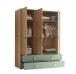 Babyzimmer-Komplettset >Birta< (5-teilig) Eiche / Salbei, Schrank, Bett, Kommode, Regal, Board