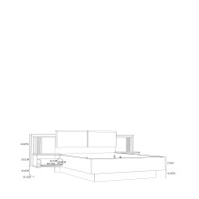 Bettanlage >SAVONA< mit LED, Eiche Antik Dekor / Beige Glanz - 290,1x97,5x206,6cm (BxHxT)