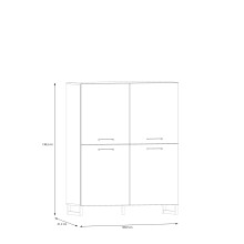 Highboard >SILBA< 4 Türen, Secret grey - 109,9x138,2x41,1cm (BxHxT)