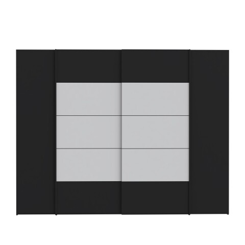 Dreh-/Schwebetürenschrank >NARAGO< 10 Böden, 2 Stangen, Schwarz / Weiss - 270,3x210,5x61,2 (BxHxT)