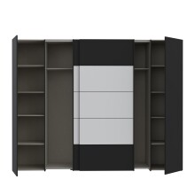Dreh-/Schwebetürenschrank >NARAGO< 10 Böden, 2 Stangen, Schwarz / Weiss - 270,3x210,5x61,2 (BxHxT)